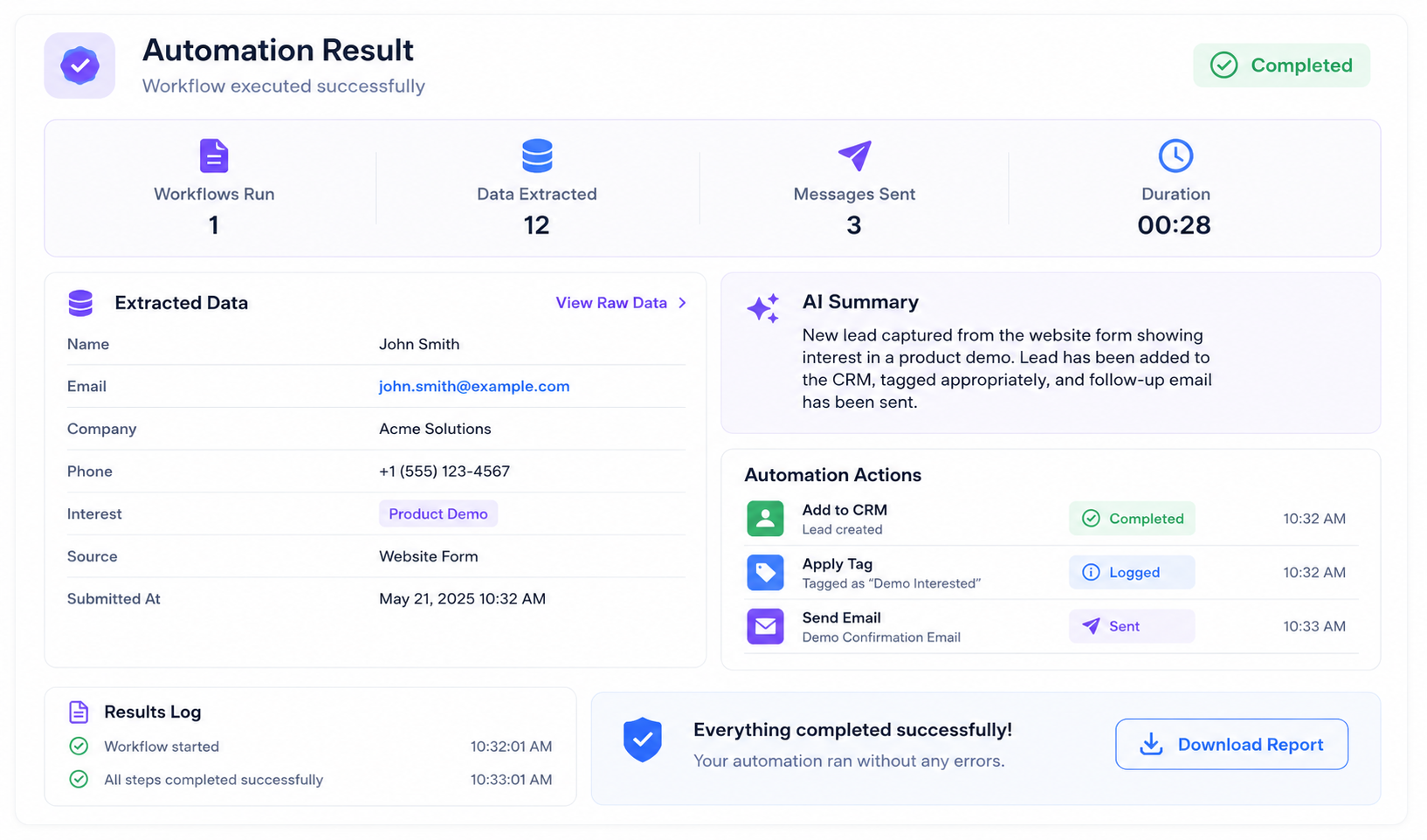 Automation final result